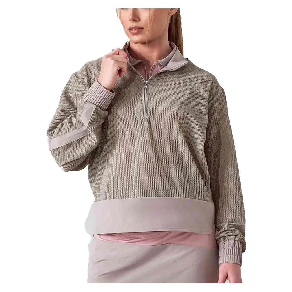 Women's Baila Half Zip Tennis Top Latte