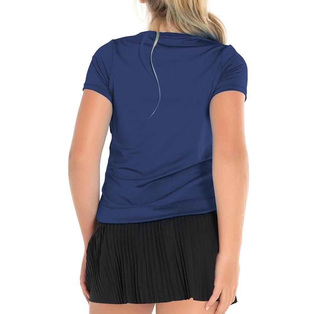 Girl's Dynamic High-Low Tennis Short Sleeve Navy