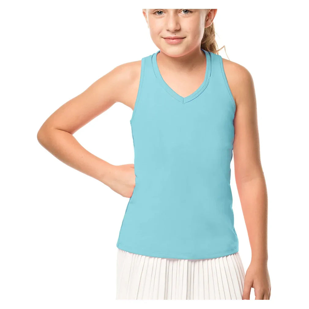 Girls' V-Neck Cutout Tennis Tank Ocean