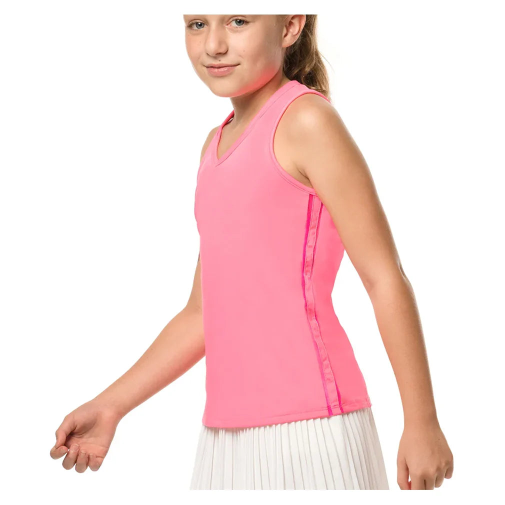 Girls' V-Neck Cutout Tennis Tank Pink