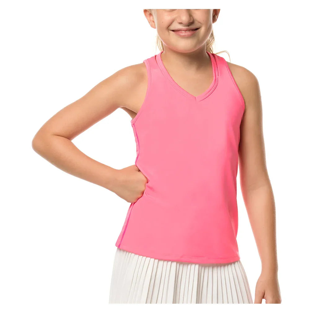 Girls' V-Neck Cutout Tennis Tank Pink