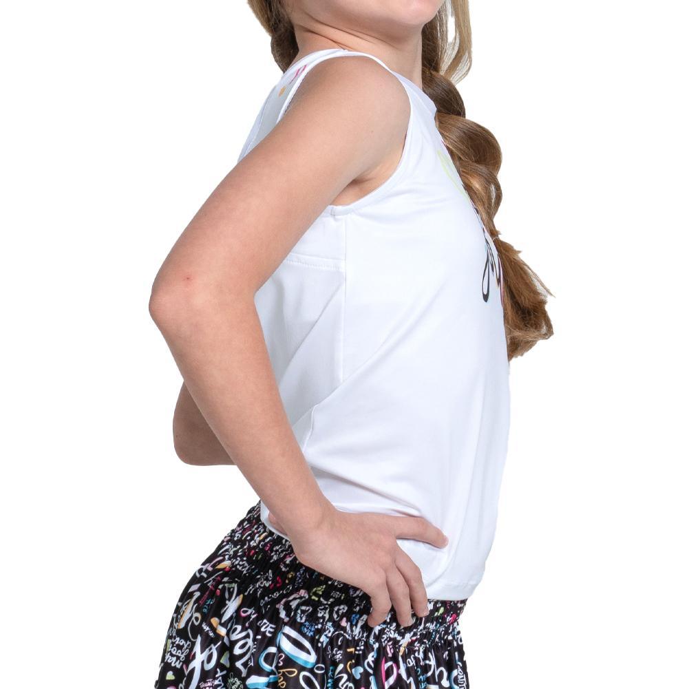 Girls' Love Letter Tie Back Tennis Tank White