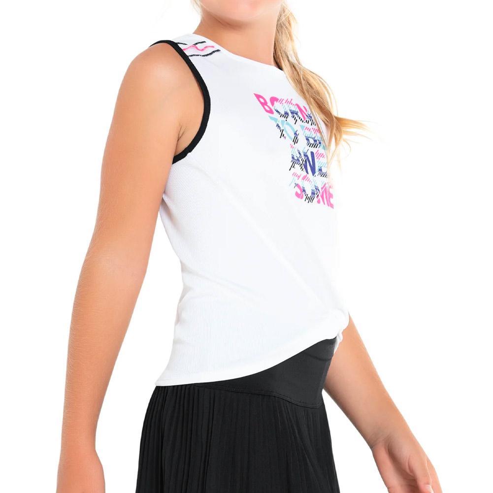 Girl's Born Awesome Tennis Tank White