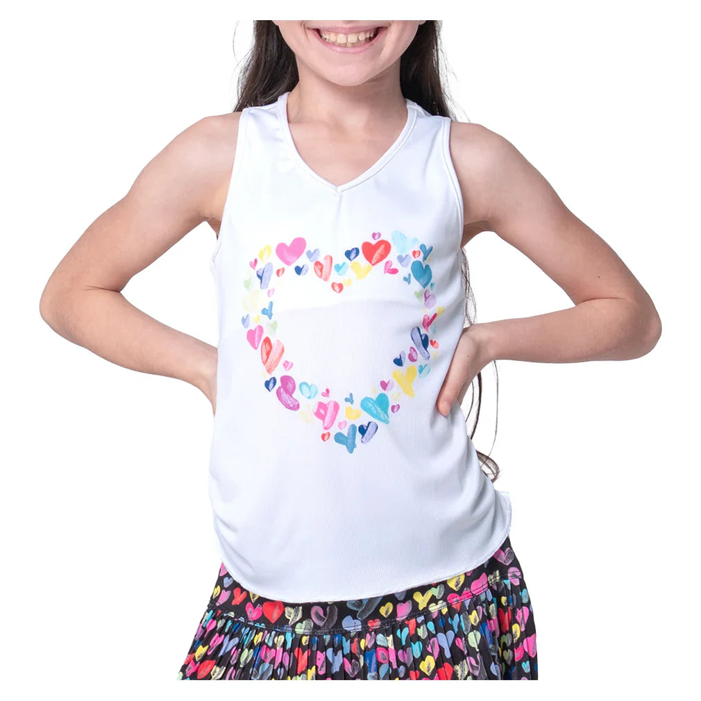 Girls' Thumbprint Hearts Tennis Tanks Mulberry