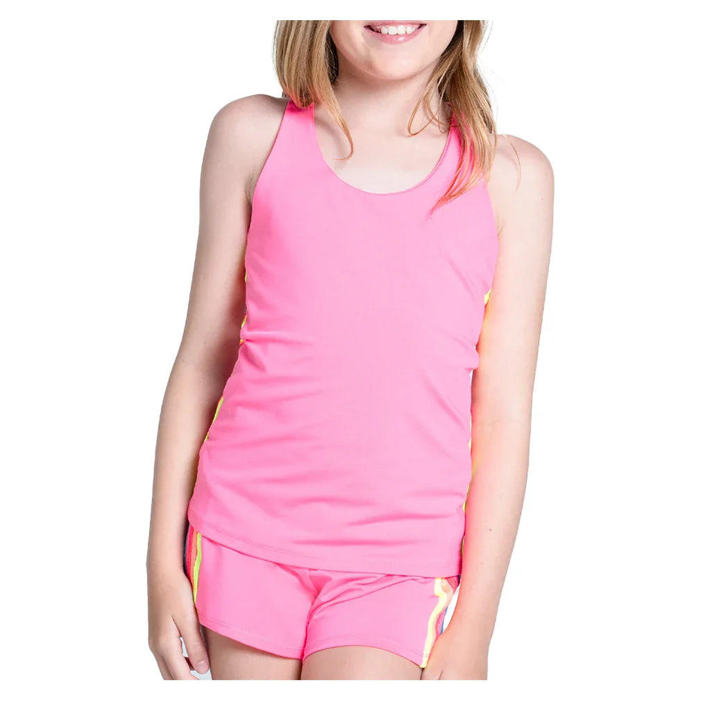 Girls' Prisma Stripe Tennis Tank Pink