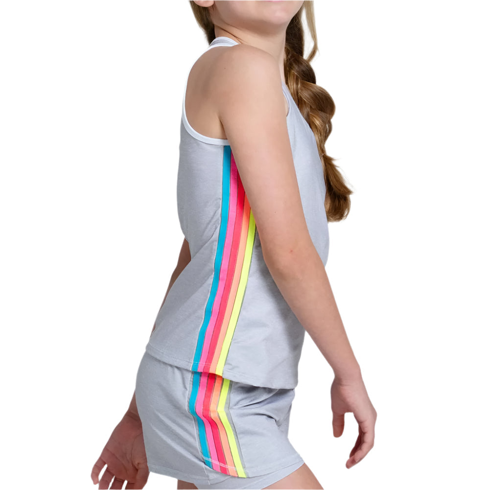 Girls'Heather Prisma Stripe Tank Gray