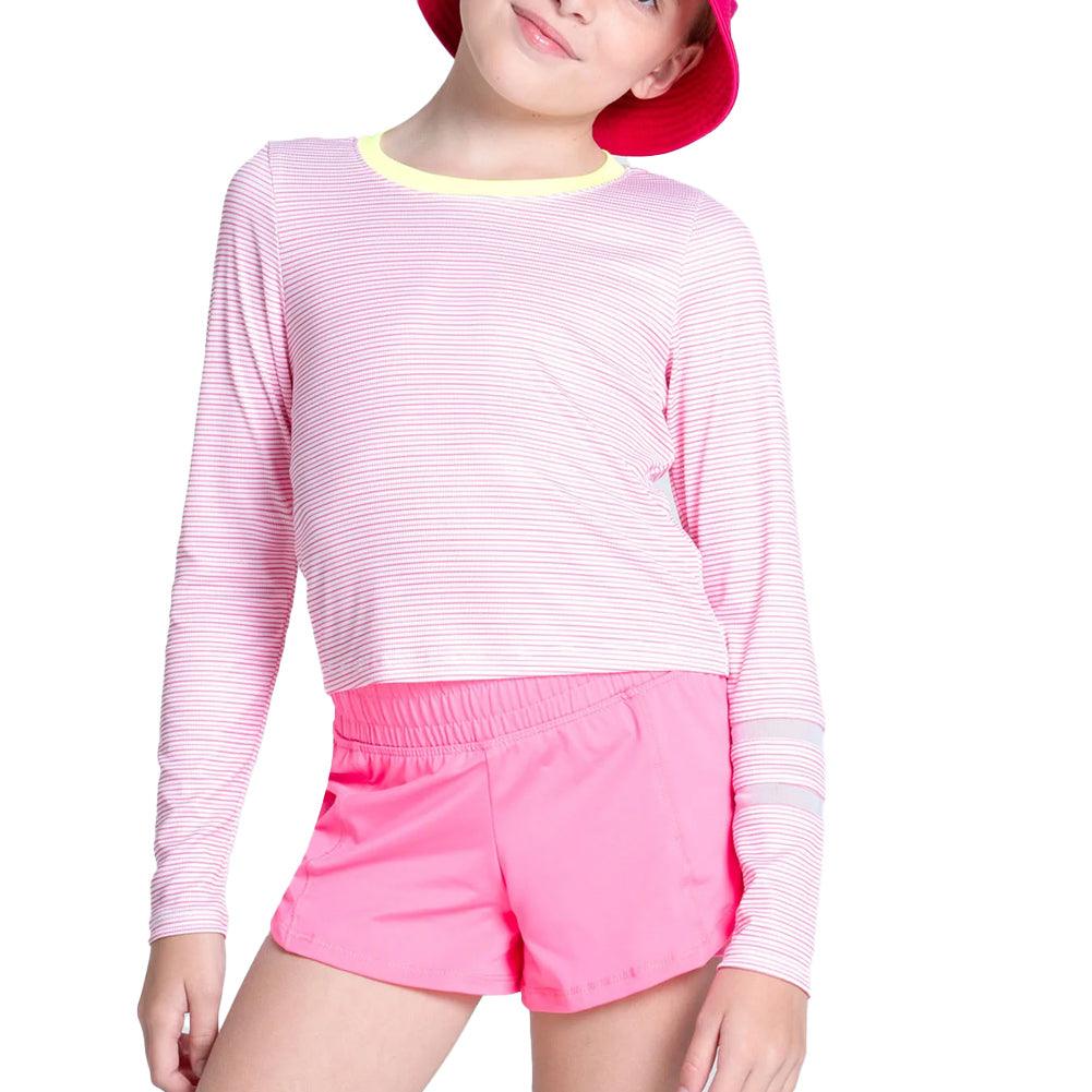 Girls' Victory Steak Long Sleeve Tennis Top Pink