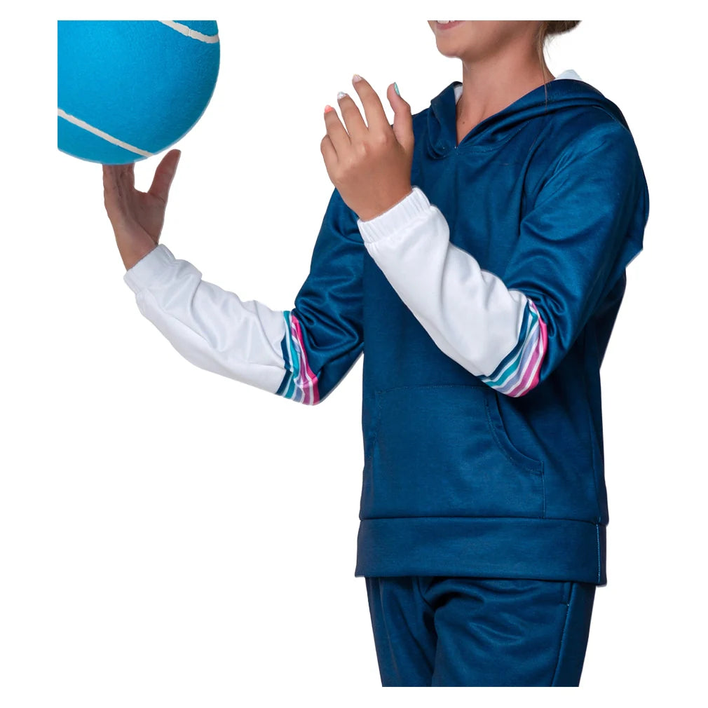 Girls' Good Vibes Fleece Tennis Hoodie Navy