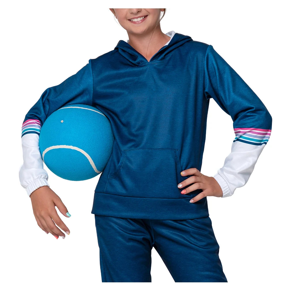 Girls' Good Vibes Fleece Tennis Hoodie Navy