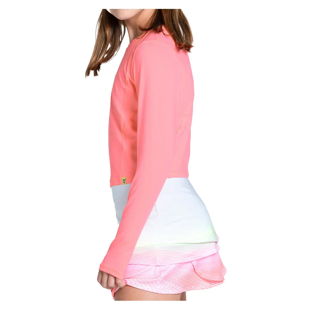 Girls' Cross Court Long Sleeve Tennis Top Flamingo