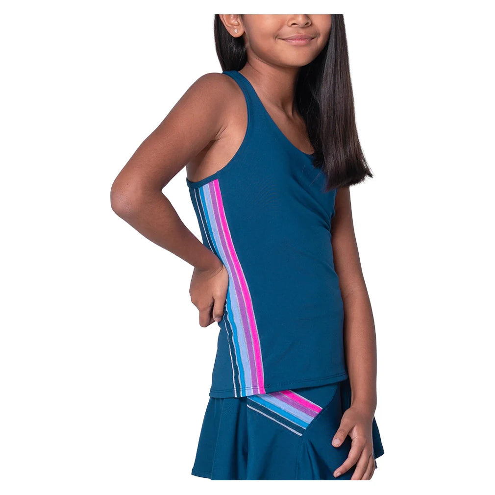 Girls' Chroma Stripe Tennis Tank Navy