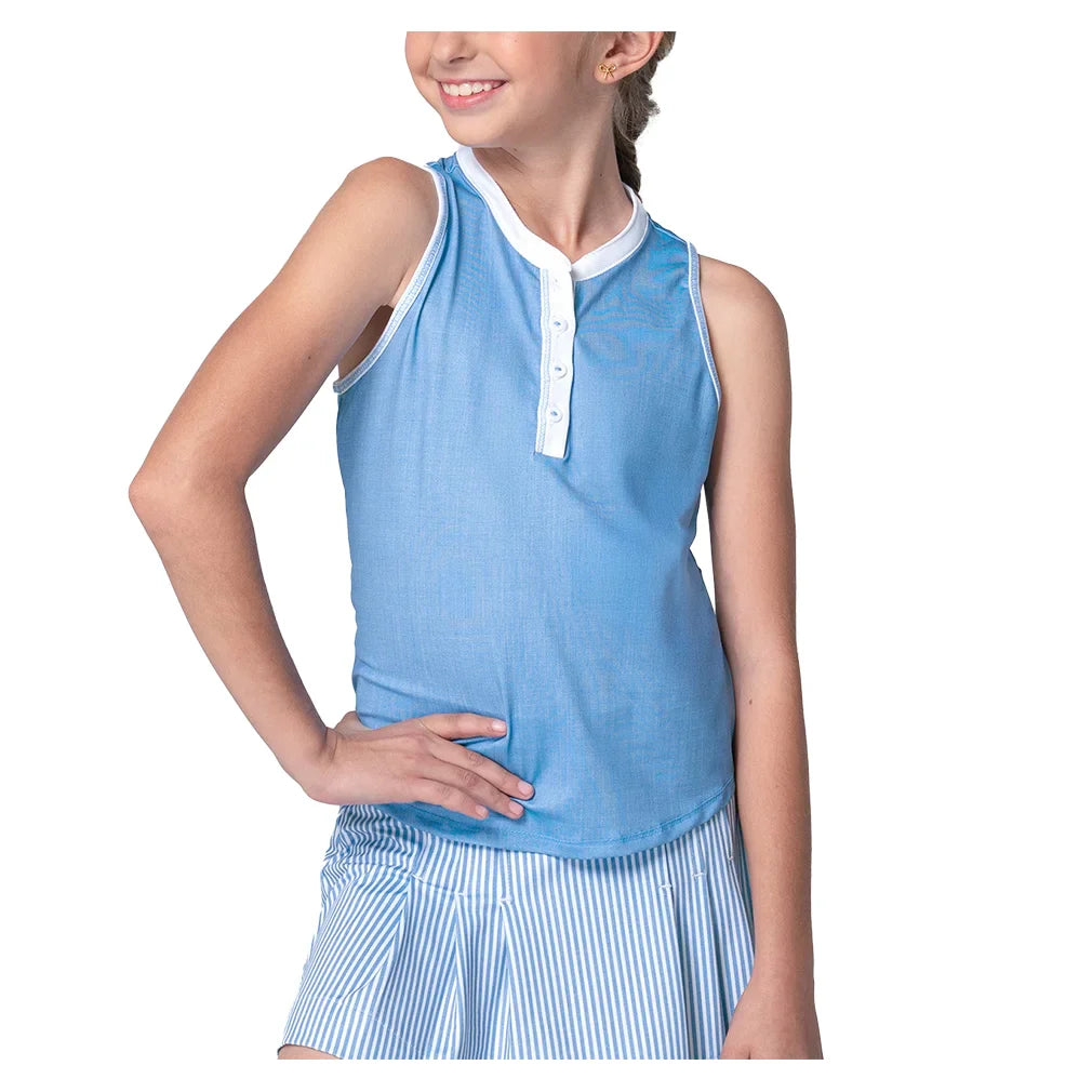 Girls' Linen Play Henley Tennis Tank Periwinkle