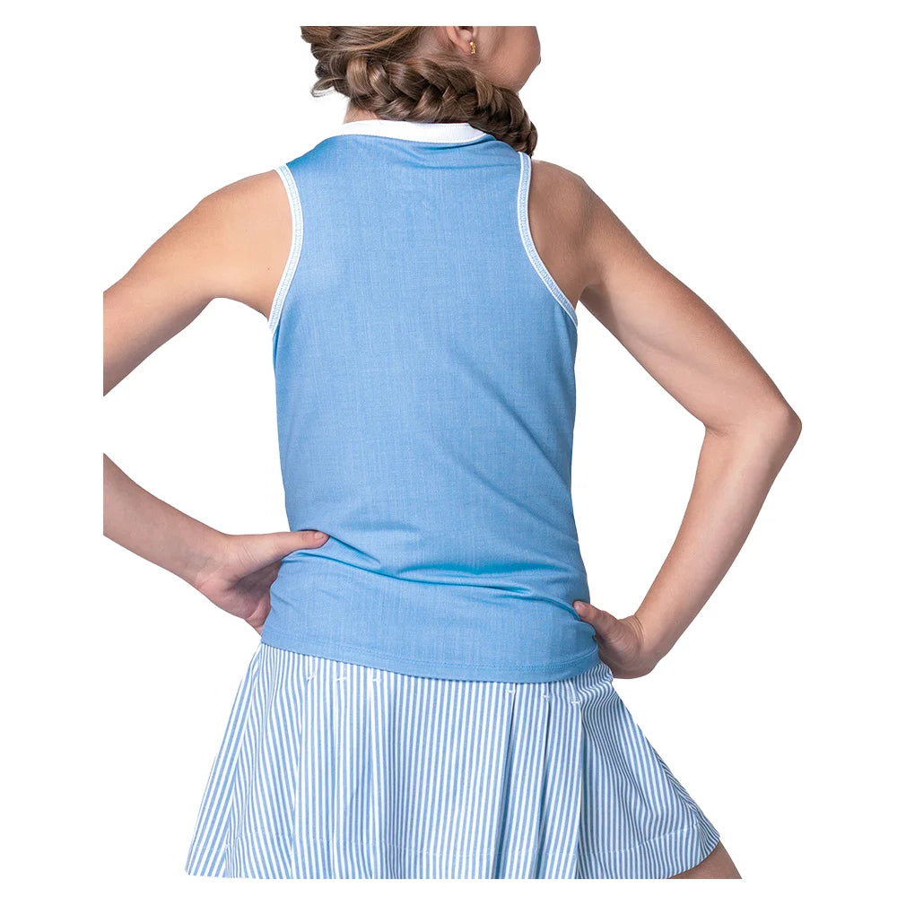 Girls' Linen Play Henley Tennis Tank Periwinkle
