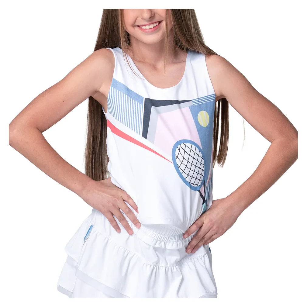Girls' Linen Nouveau Tennis Tank White