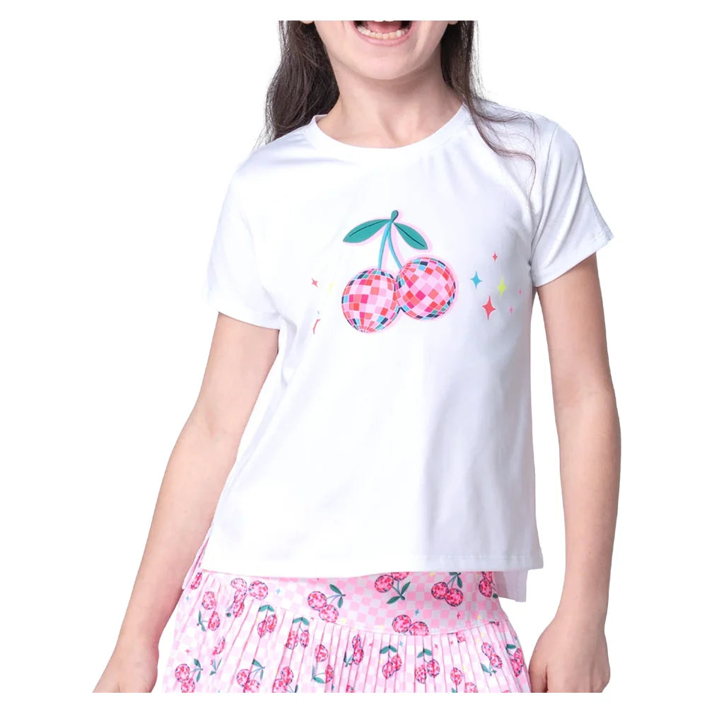 Girls' Disco Cherry Short Sleeve Tennis Top Mulberry