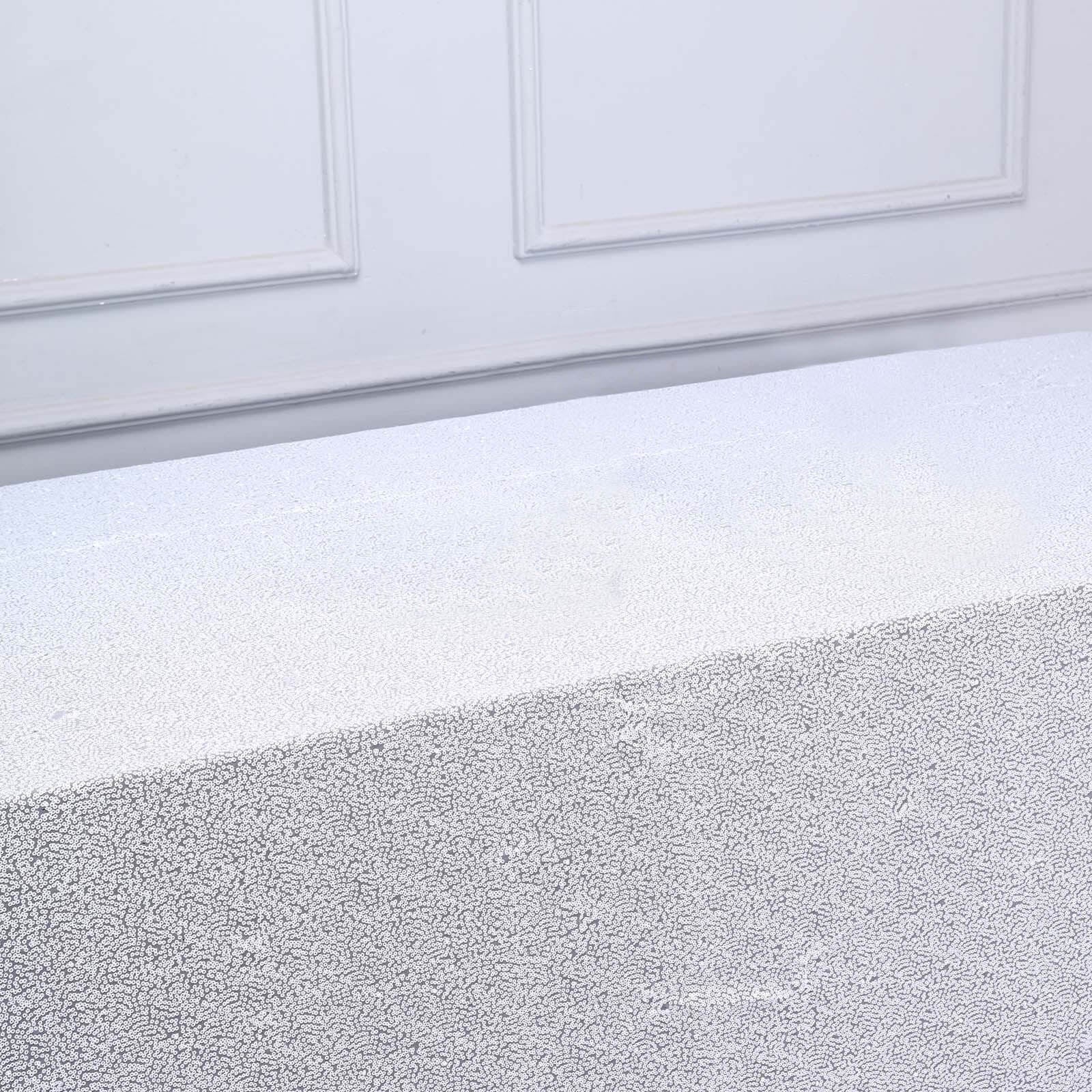 Sequin 90"x156" Rectangle Tablecloth White - Seamless Twinkling Design for Chic Celebrations