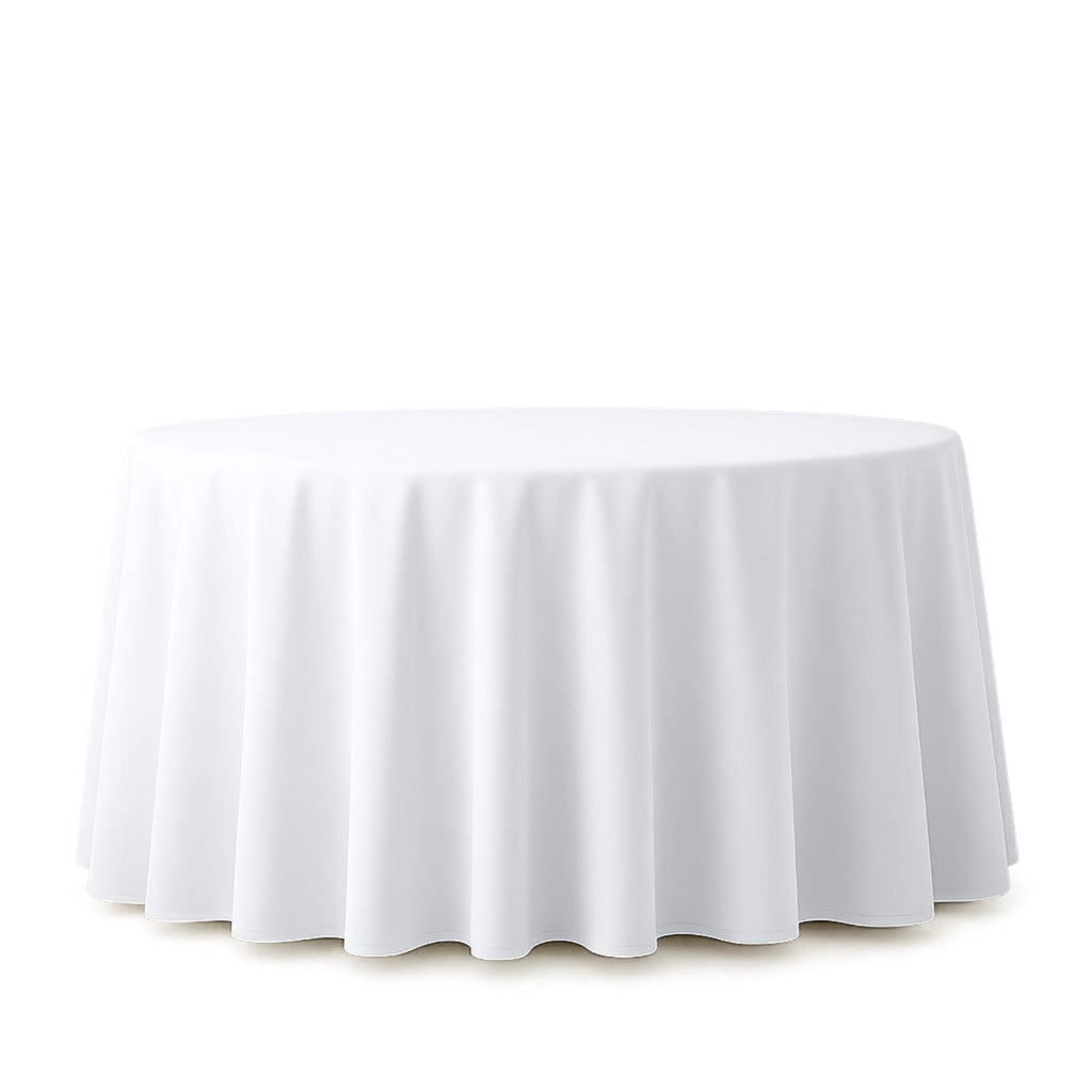 Premium Polyester 108" Round Tablecloth White - Wrinkle-Resistant 220GSM Table Cover for Weddings & Events