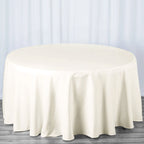 Premium Polyester 120" Round Tablecloth Ivory - Seamless 220GSM Wrinkle-Resistant Design Table Cover