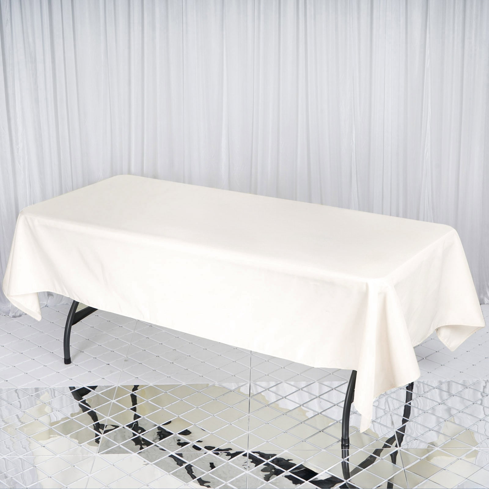 Premium Polyester 60"x102" Rectangle Tablecloth Ivory - Durable 220GSM Wrinkle-Resistant Table Cover