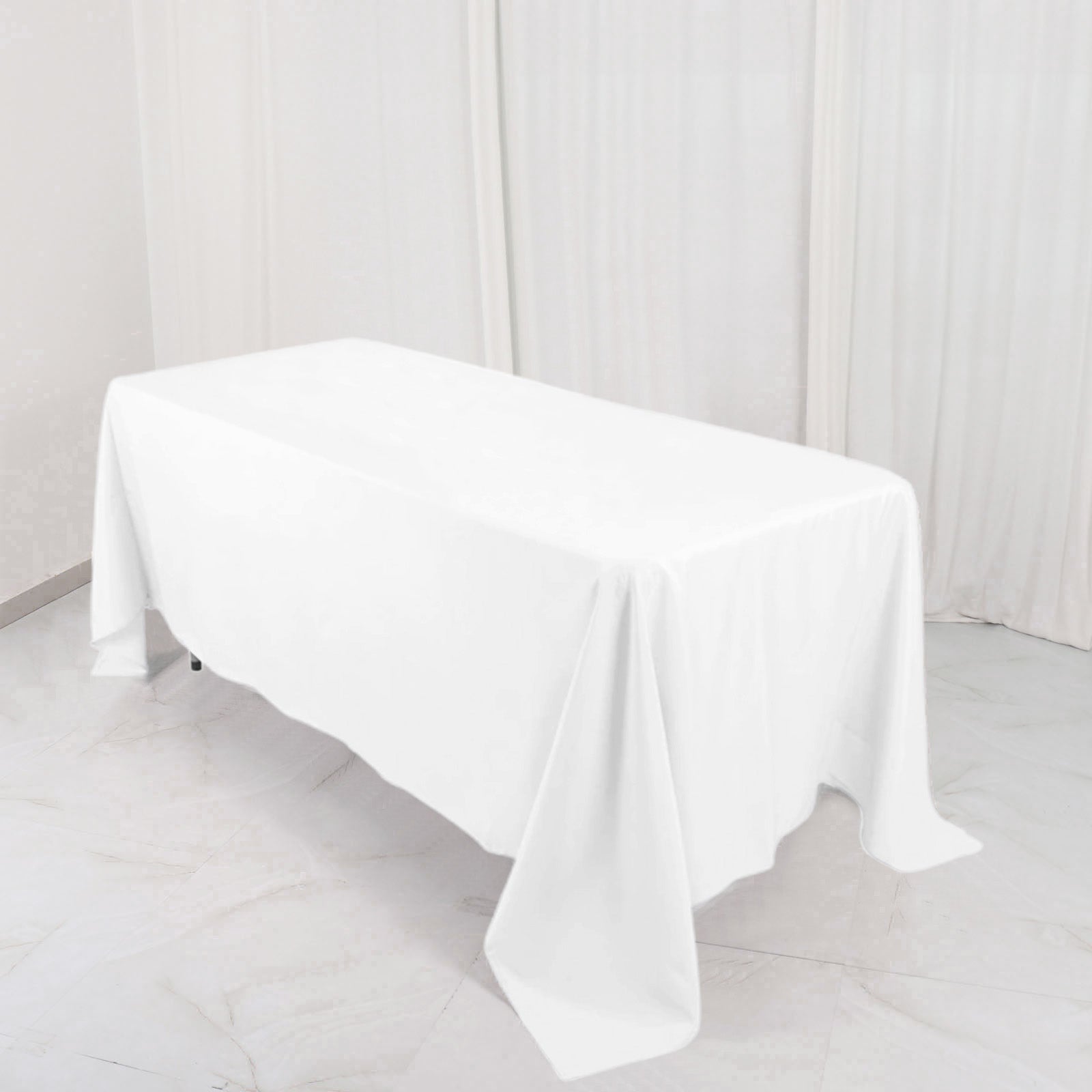 Premium Polyester 72"x120" Rectangle Tablecloth White - 220GSM Stain-Resistant Table Cover for Weddings & Event Decor