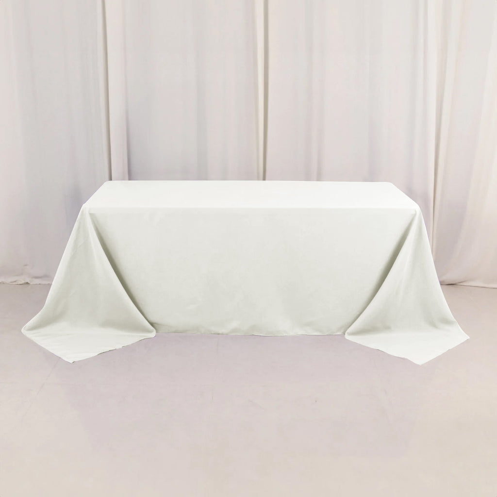 Premium Polyester 90"x132" Rectangle Tablecloth Ivory - Seamless 220GSM Stain-Resistant Table Cover