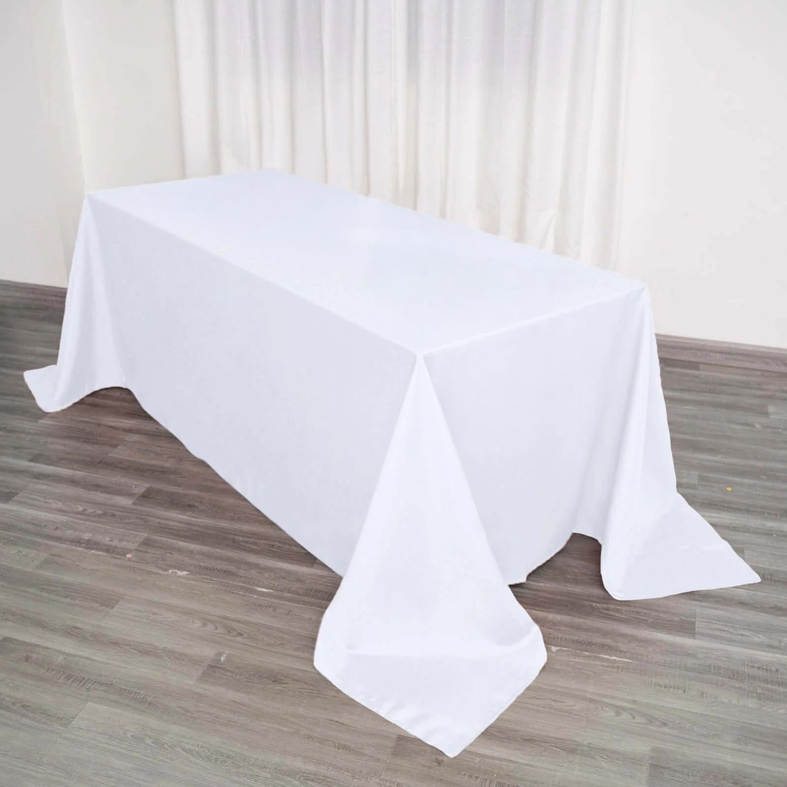 Polyester 90"x132" Rectangle Tablecloth White - Seamless Wrinkle-Resistant Design for Luxe Celebrations