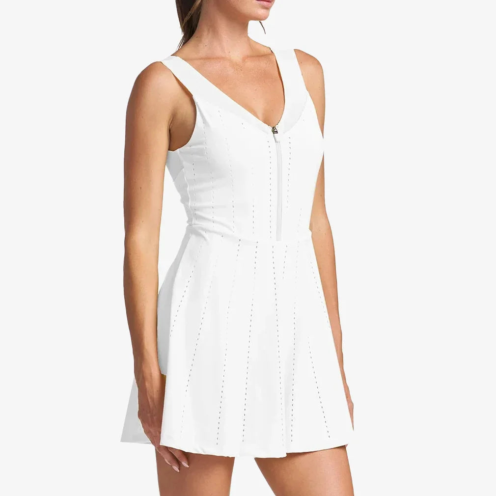 Women's Endure Perforated Zip Tennis Dress White