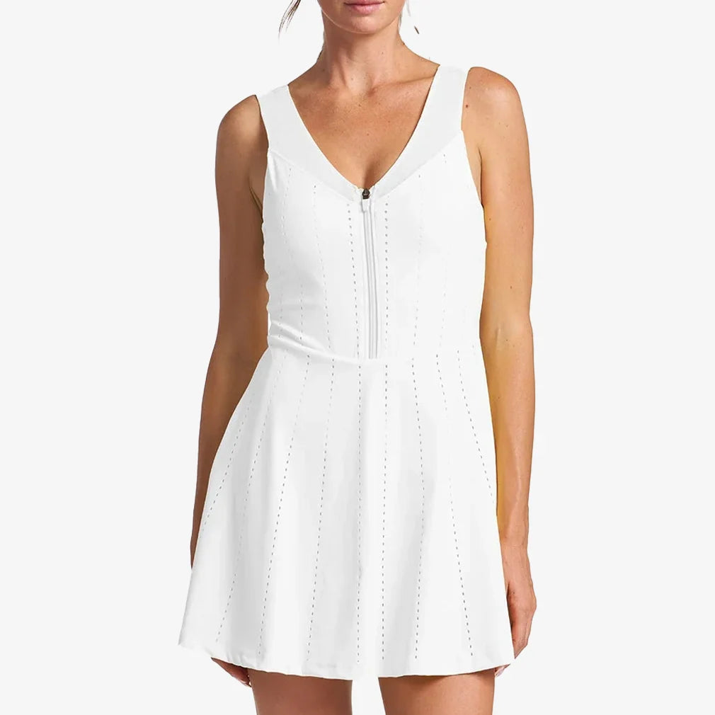 Women's Endure Perforated Zip Tennis Dress White