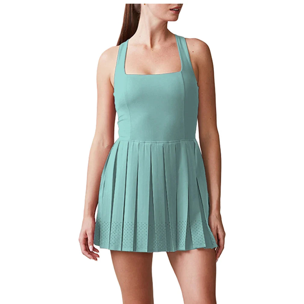 Women's Sleeveless Cross Back Pleated Tennis Dress Blue Frost