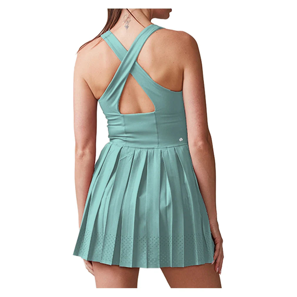 Women's Sleeveless Cross Back Pleated Tennis Dress Blue Frost