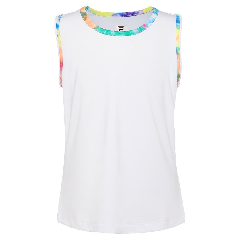 Girls' Full Back Tennis Tank White and Tie Dye