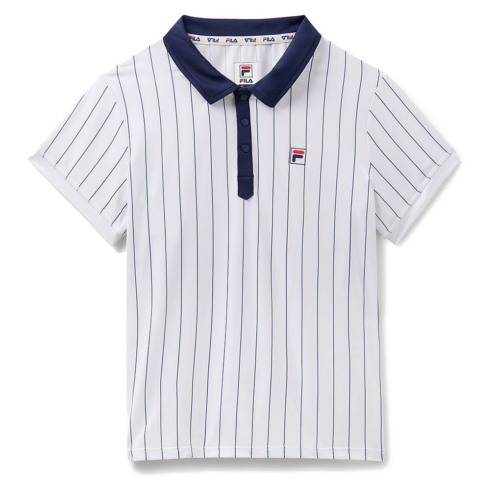 Girls' Performance Iconic BB1 Tennis Polo White and Navy
