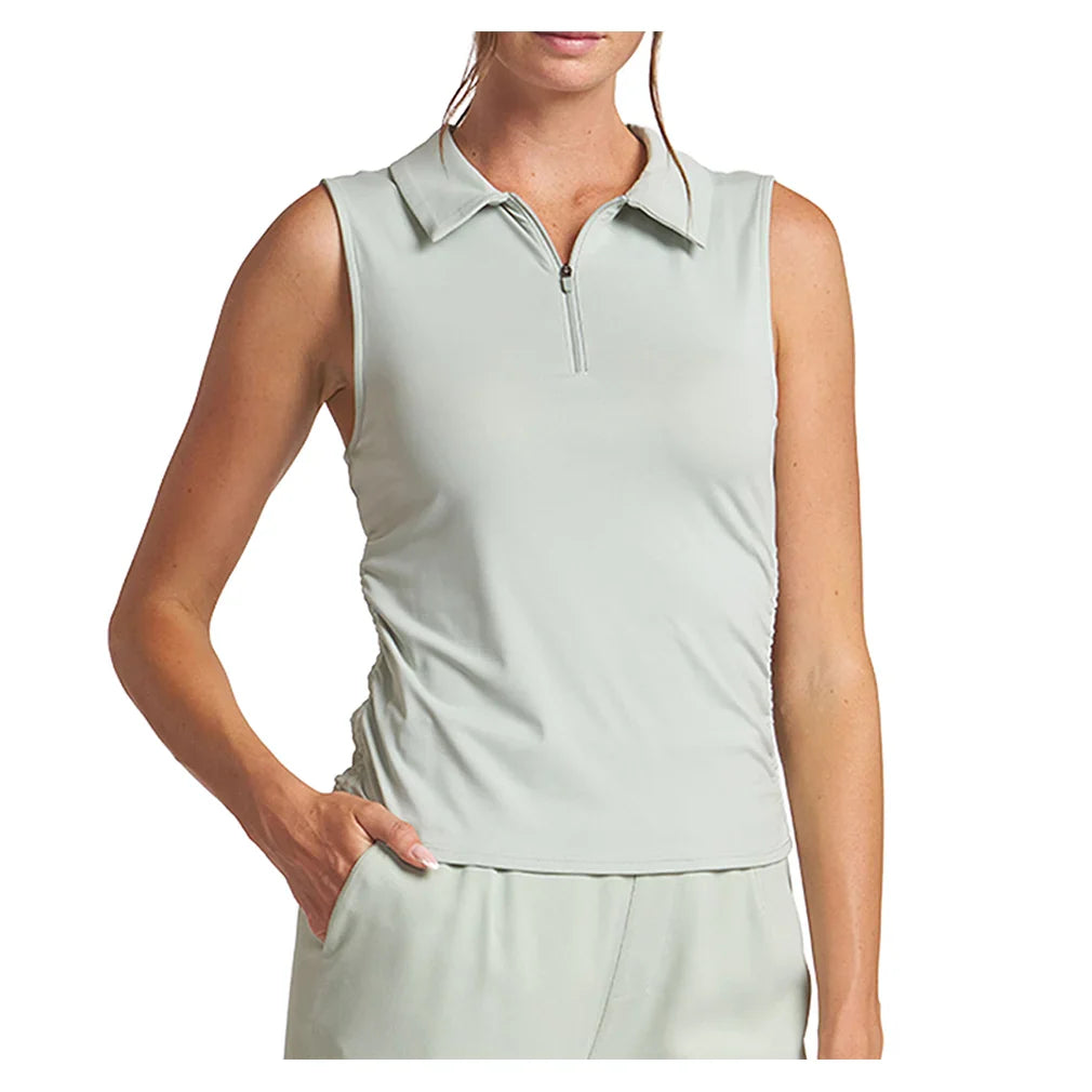 Women's Shirred Zip Polo Tennis Tank