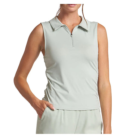 Women's Shirred Zip Polo Tennis Tank