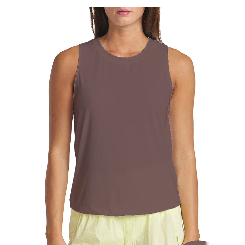 Women's Keyhole Performance Tennis Tank Mocha
