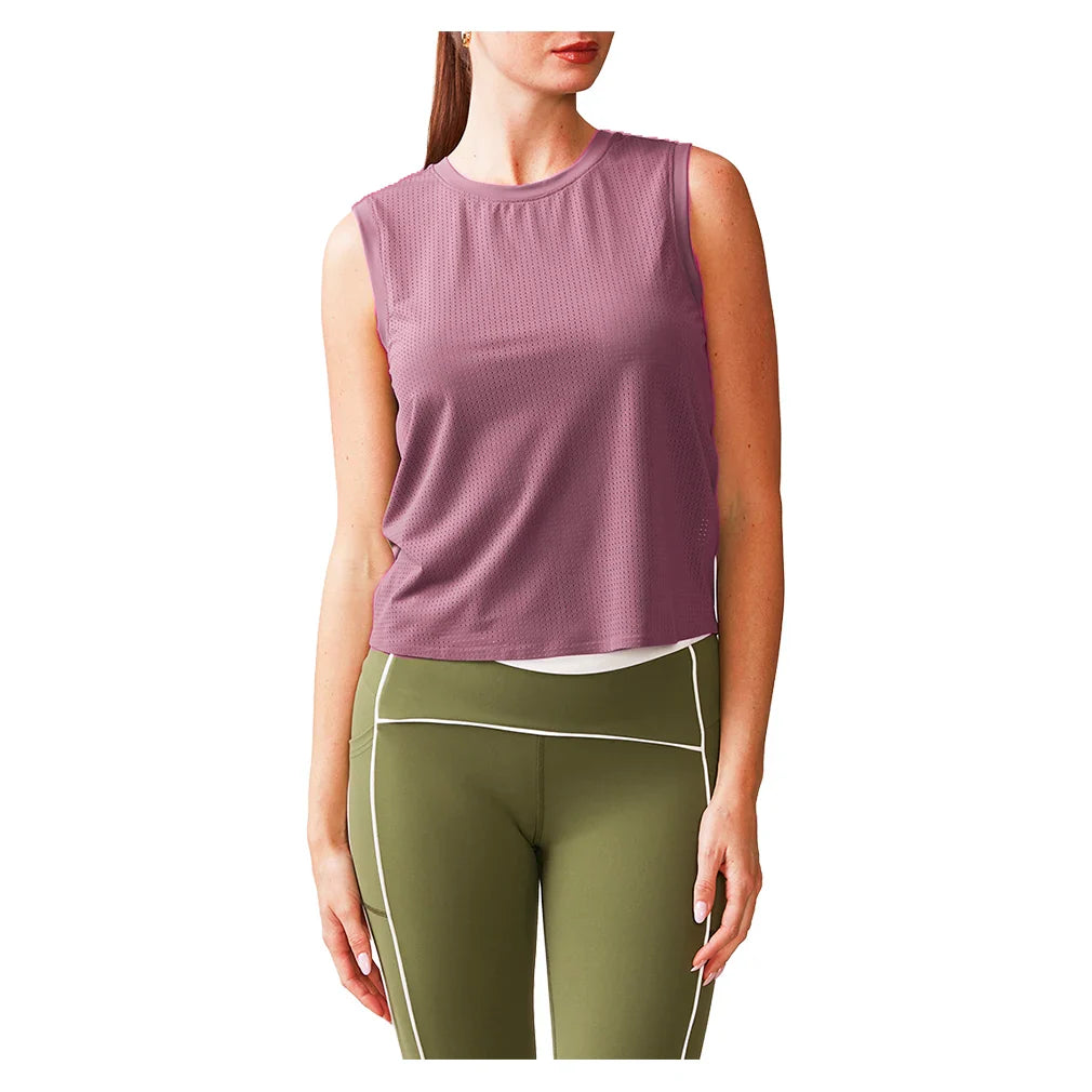 Women's Perforated Racer Tennis Tank Faded Rose