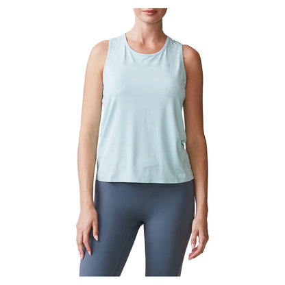 Women's UPF Performance Racer Tennis Tank Blue Frost