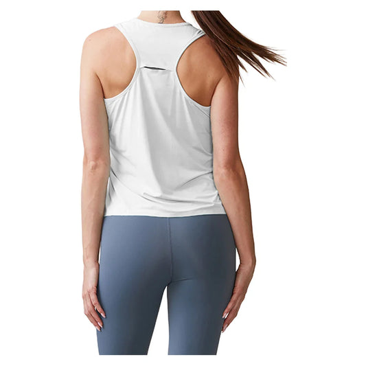 Women's UPF Performance Racer Tennis Tank White