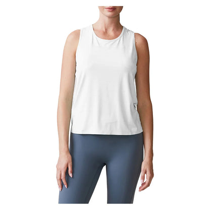 Women's UPF Performance Racer Tennis Tank White