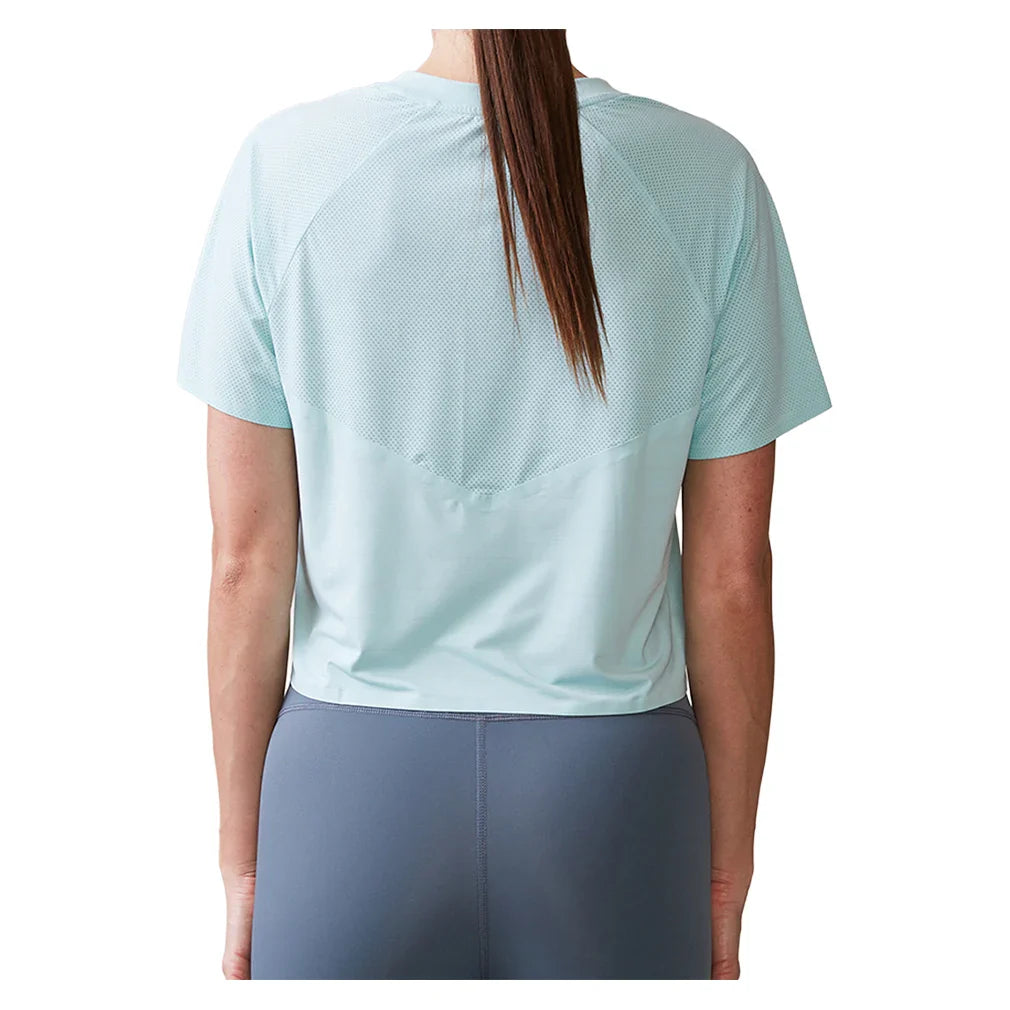 Women's UPF Crop Performance Tennis Tee Blue Frost