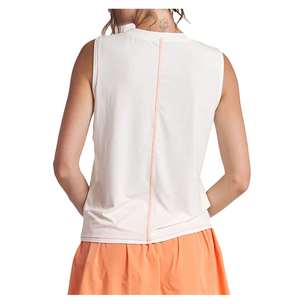 Women's Contrast Stitch Muscle Tennis Tank White