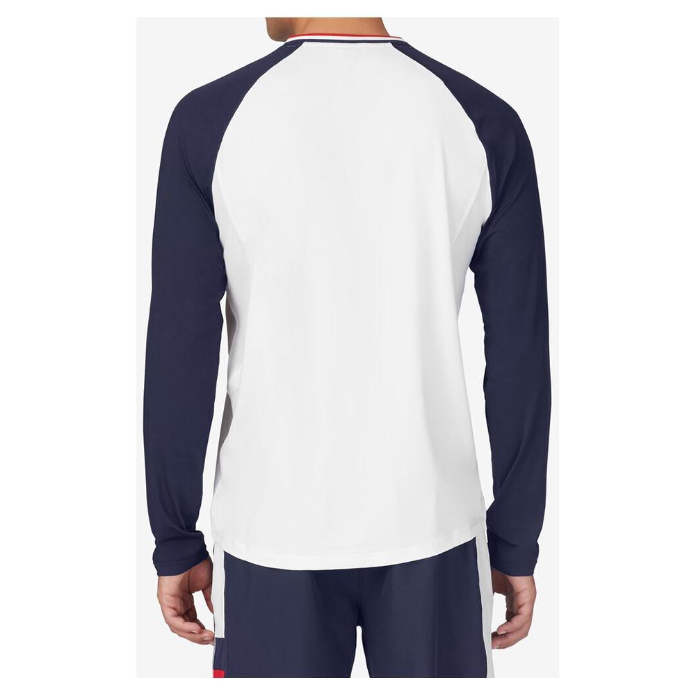 Men's Heritage Essentials Long Sleeve Tennis Top White and Navy