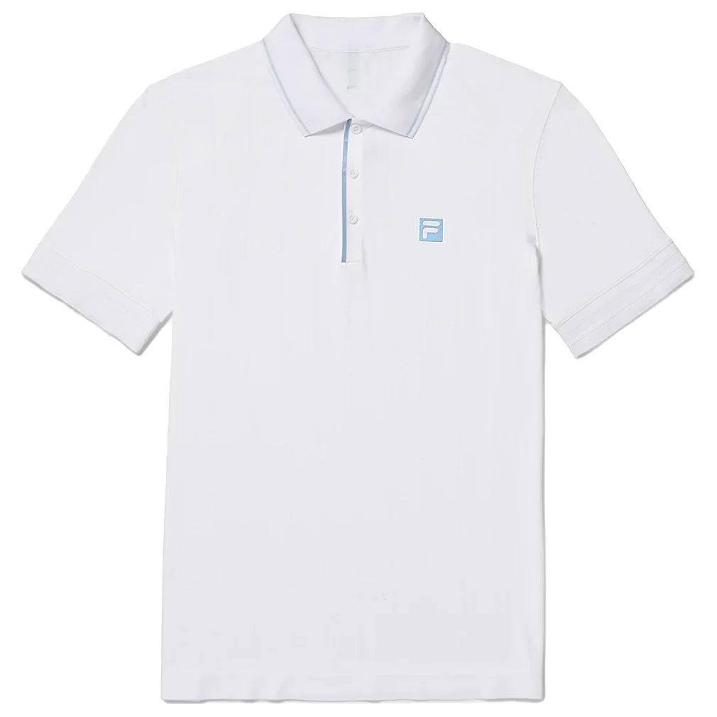 Men's Center Court Ace Seamless Tennis Polo White and Skipper Blue