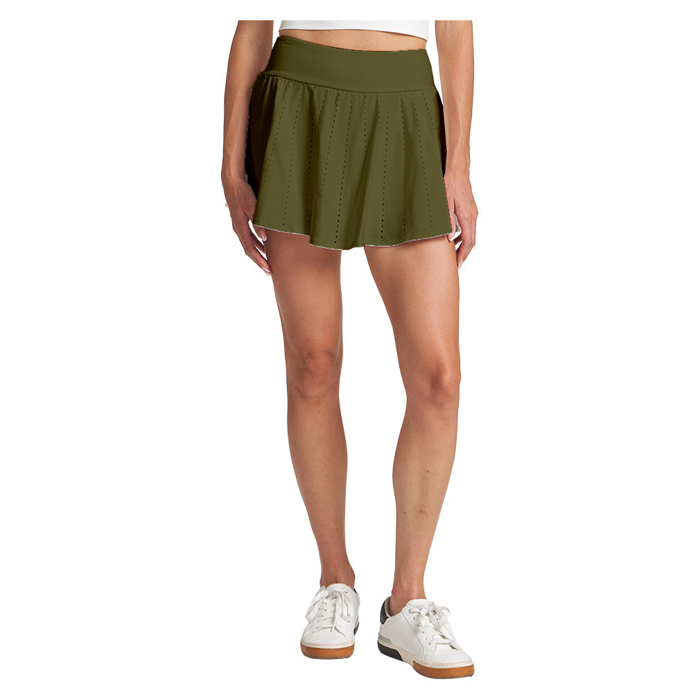 Women's Endure Perforated Tennis Skort Deep Olive