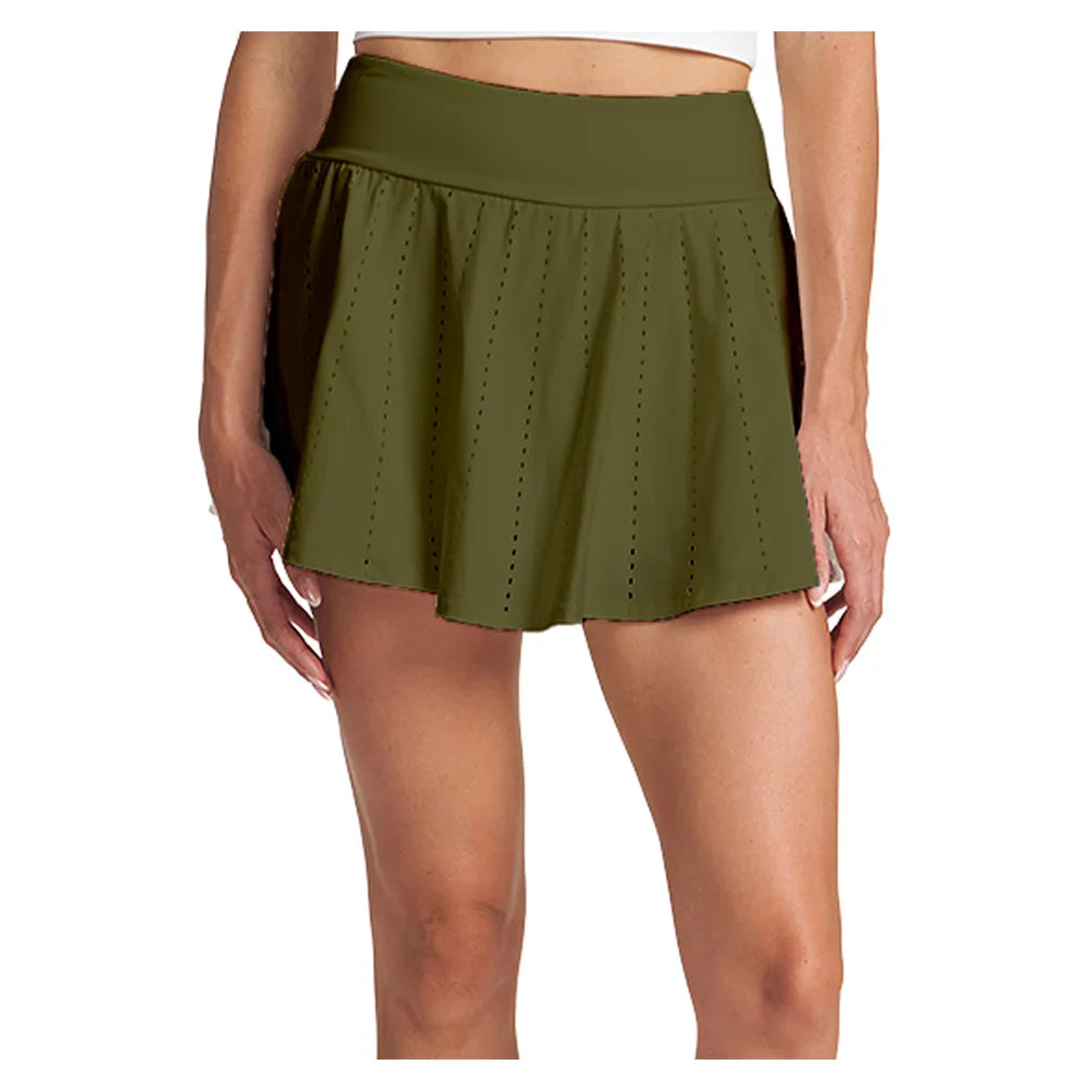 Women's Endure Perforated Tennis Skort Deep Olive