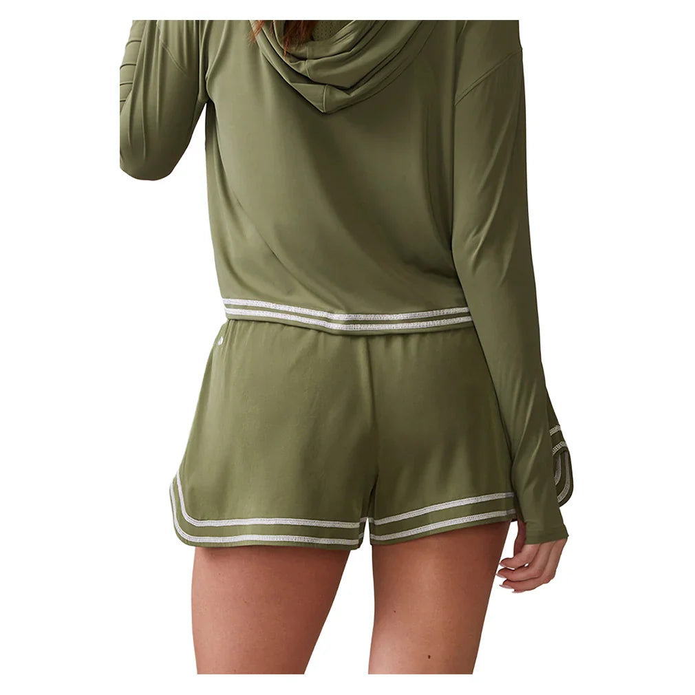 Women's Novelty Stitch Run Tennis Short Deep Olive