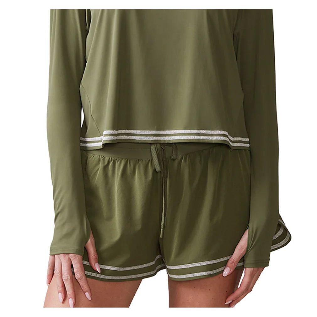 Women's Novelty Stitch Run Tennis Short Deep Olive