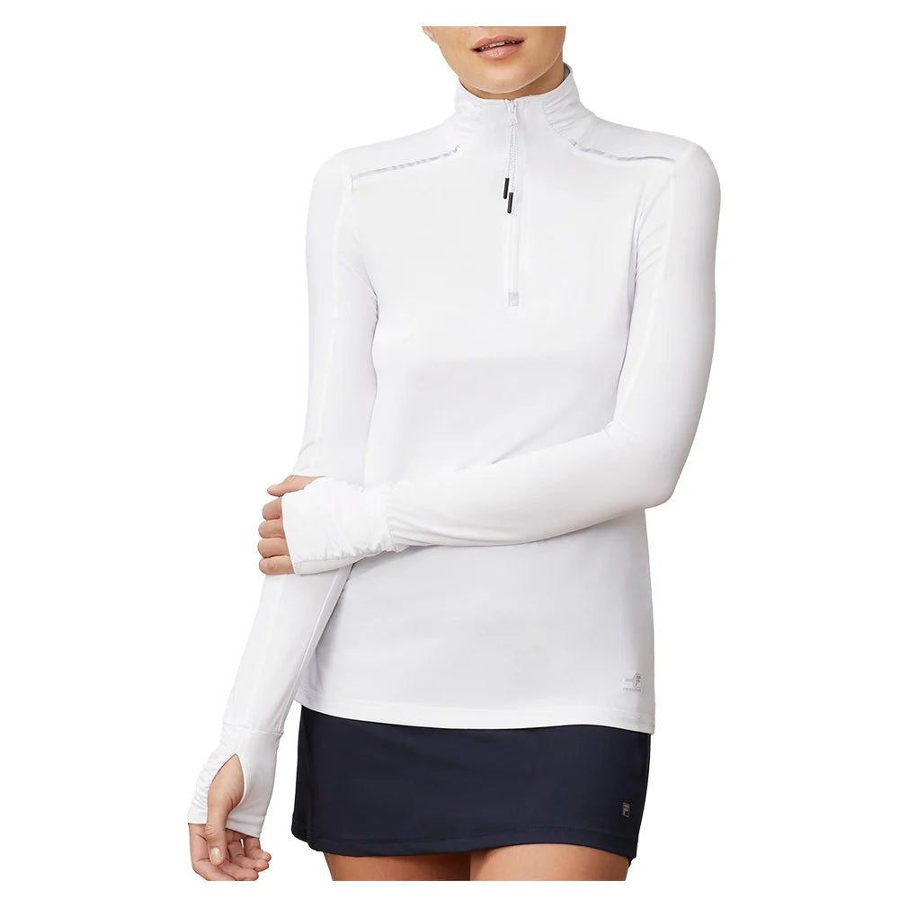Women's 1/4 Zip Long Sleeve Pickleball Top White