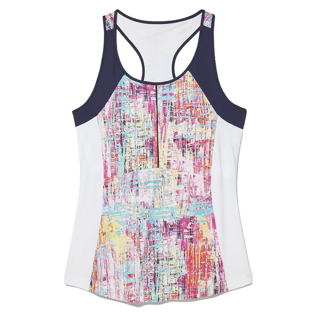 Women's Alley Printed Racer Back Tennis Tank Striation and White