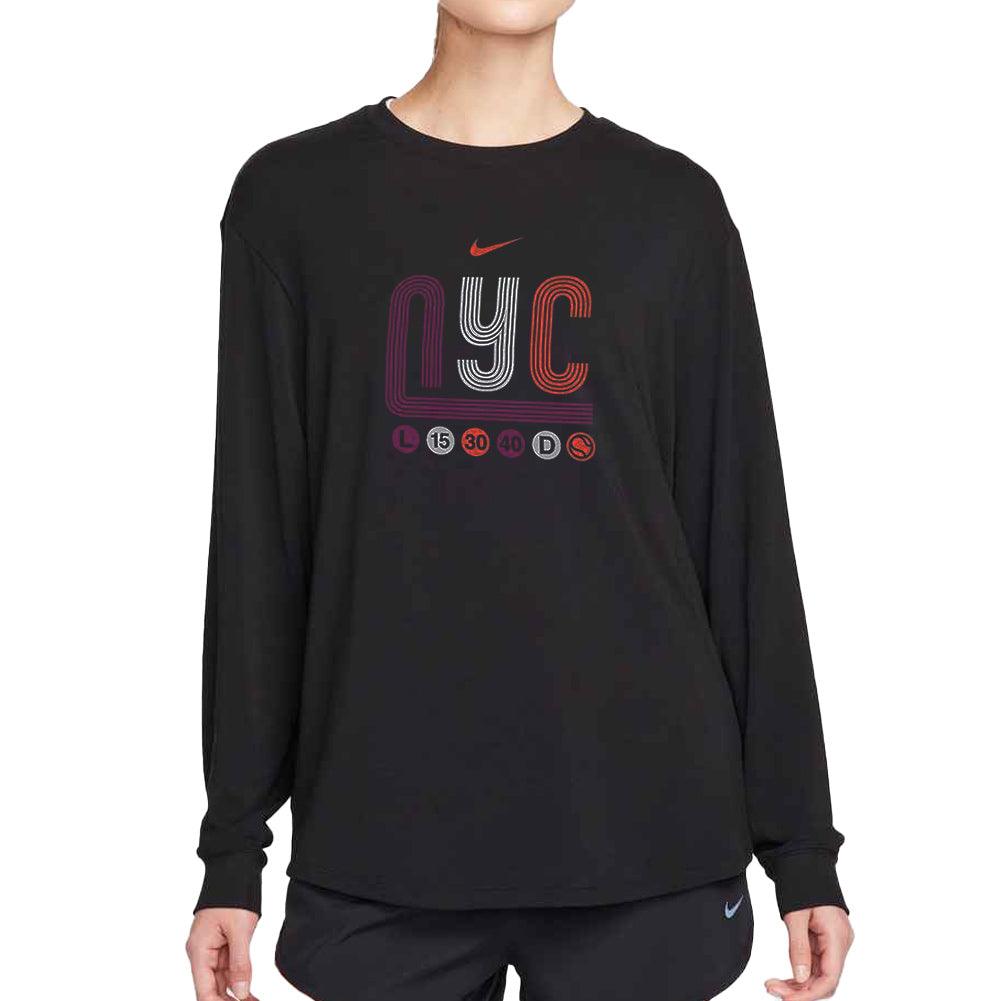 Women's Boxy Long Sleeve Tennis Tee Black